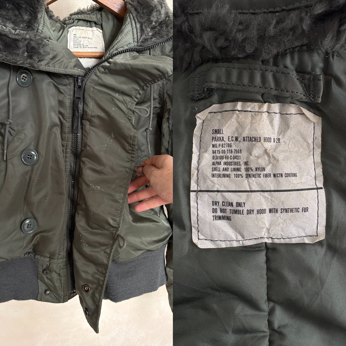 Small . Authentic 1986 US Air force Alpha Industries N2B flyer jacket Made in USA