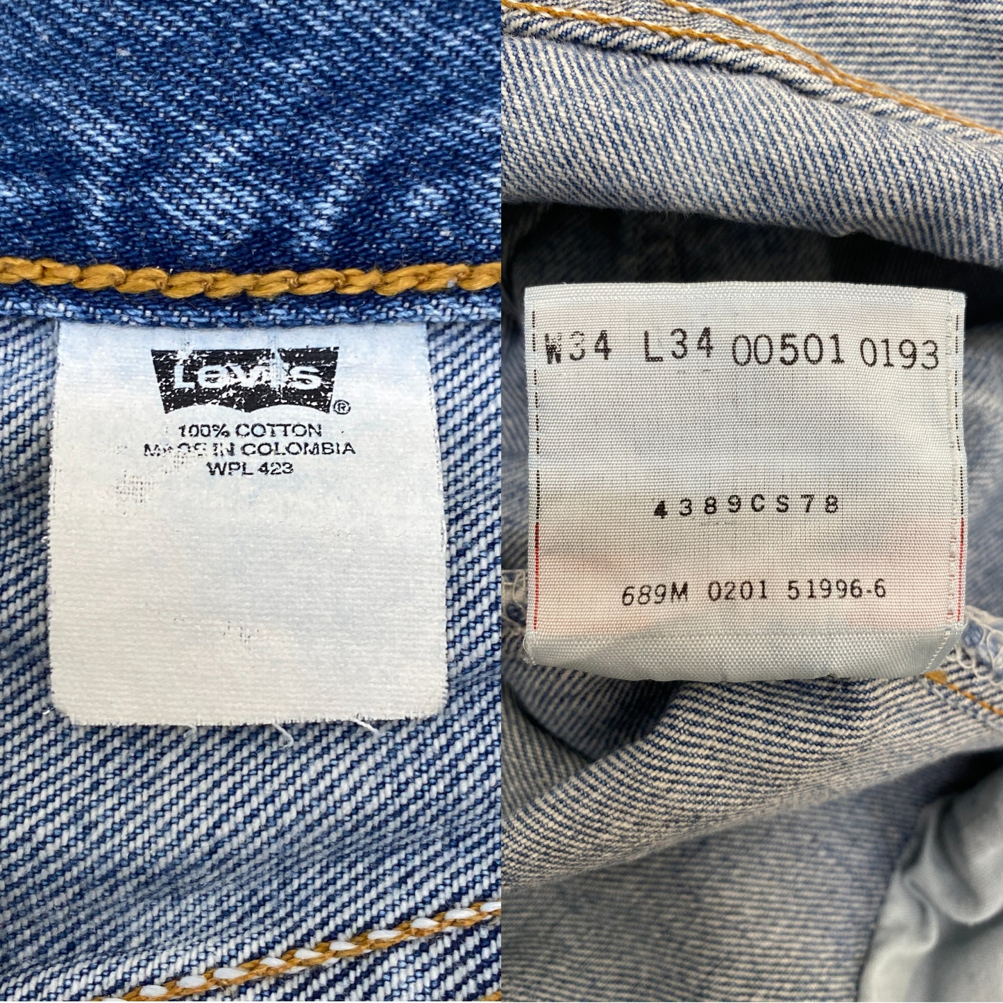 34X34 Levi's 501 Vintage Denim Jeans