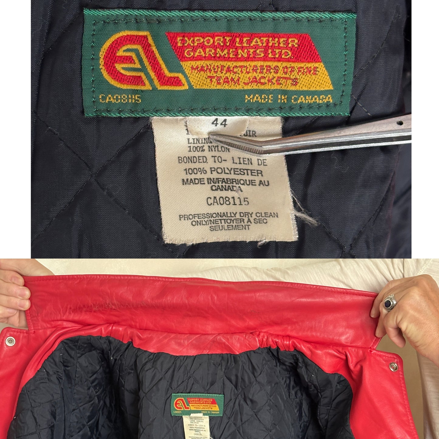 Size 44US / 54EU Vintage Leather Hockey Jacket Men’s Size 44 – Soft Canadian Leather – Made in Canada