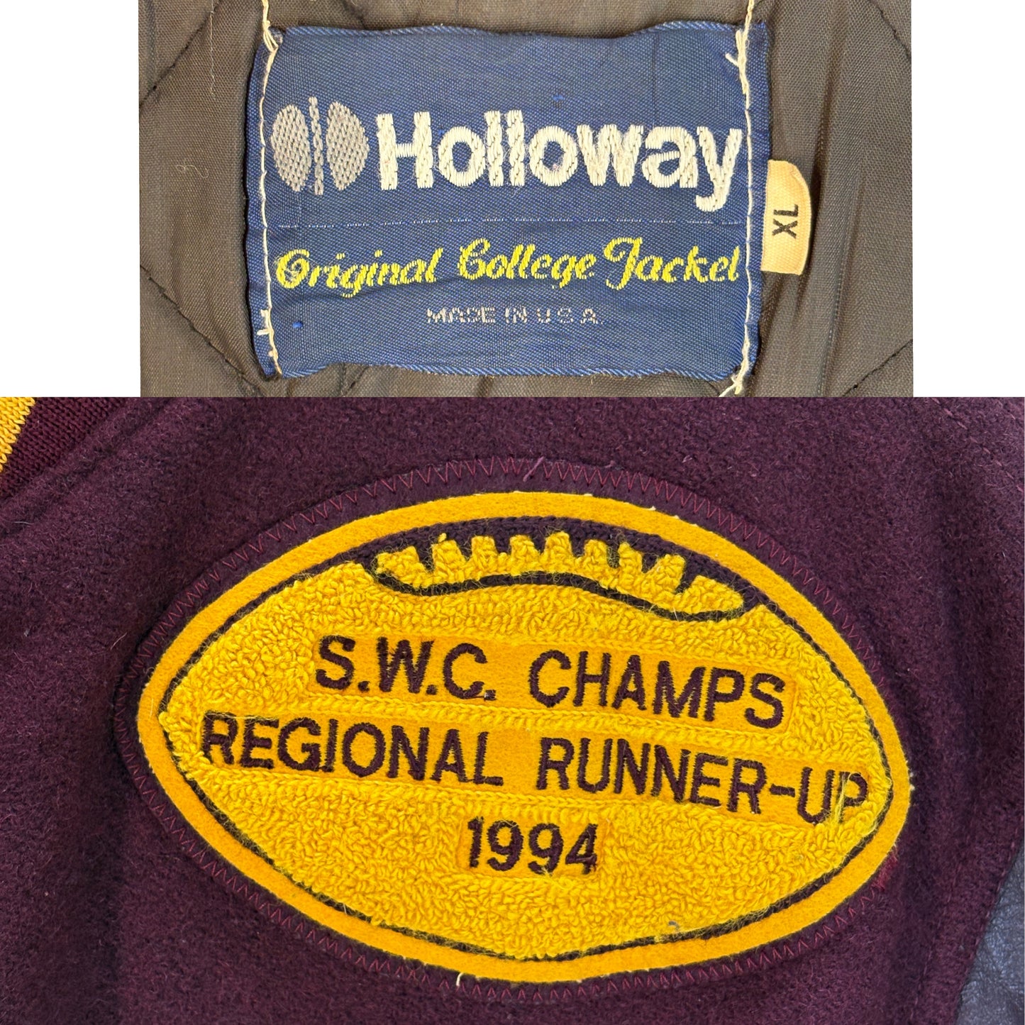 X Large. Vintage 90s Football Varsity wool and leather jacket Made in USA