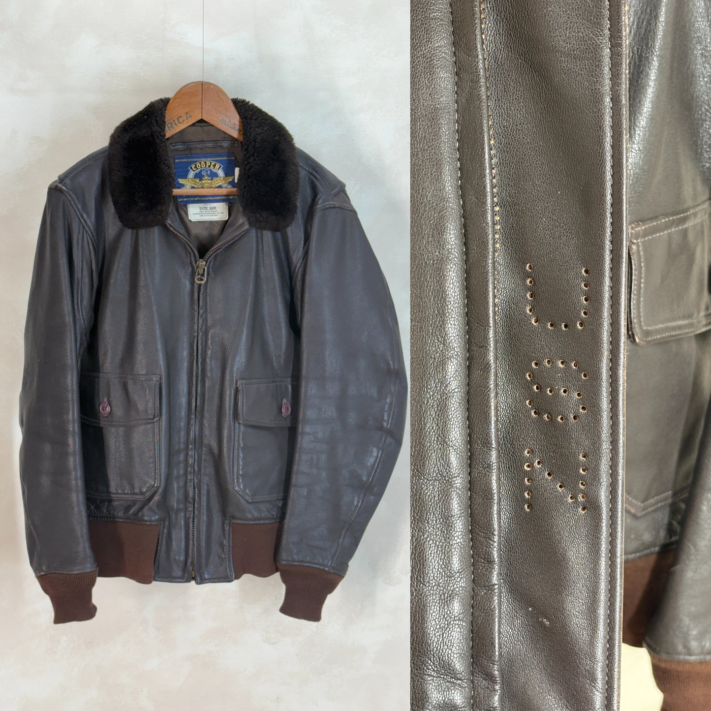 Size 38US / 48EU. 2001 Vintage Cooper G-1 Flight Jacket Made in USA - Leather Bomber