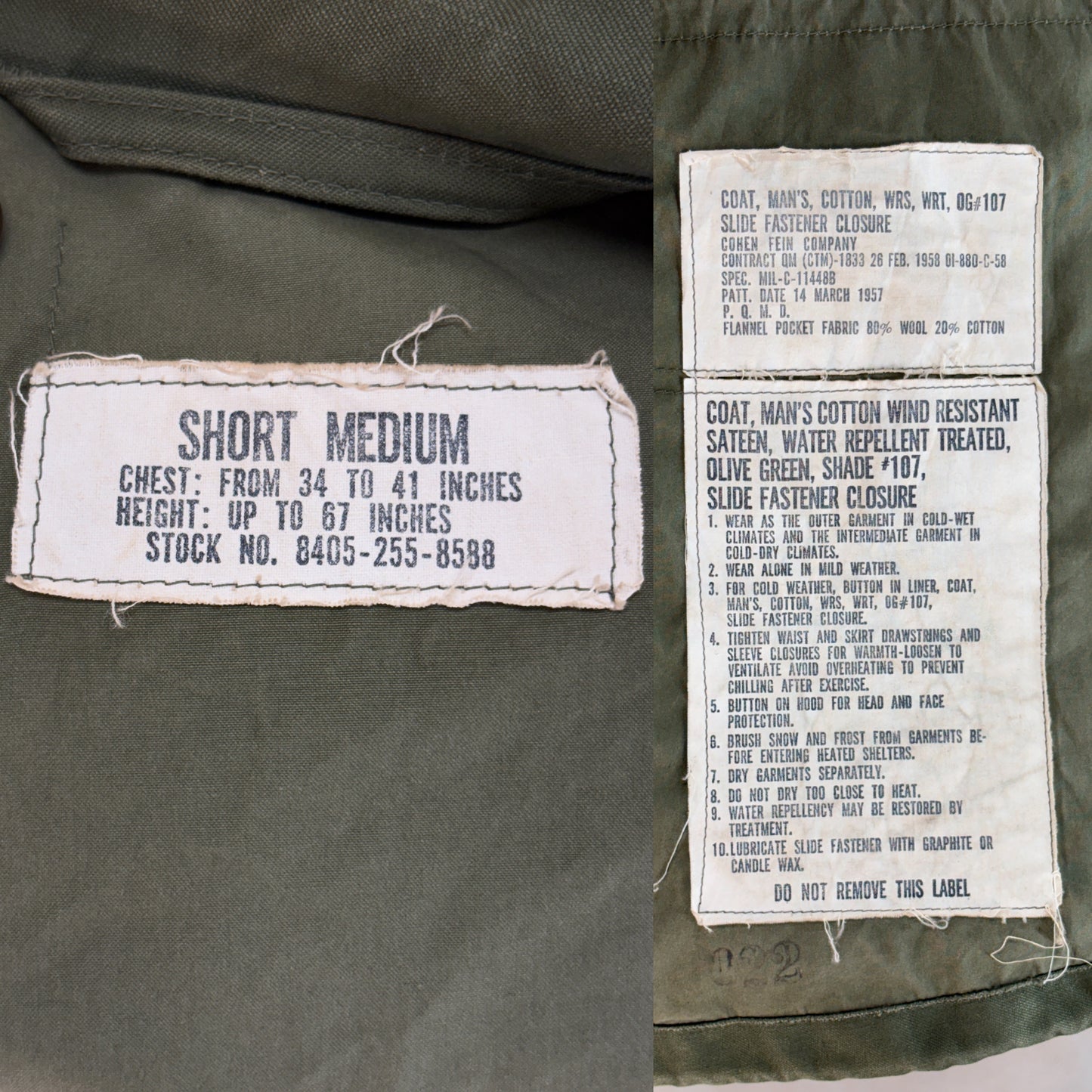 Med Short. Authentic 1950s US Army M-51 Field Jacket – OG-107 – Military Issue