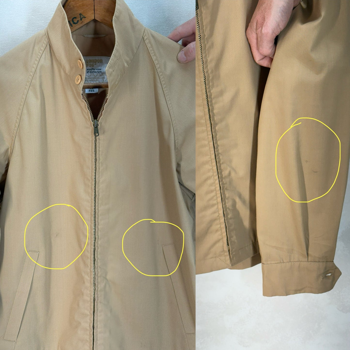 38 Reg , Vintage London Fog Lightweight Cotton-Blend Zip Jacket Made in USA. talon zipper