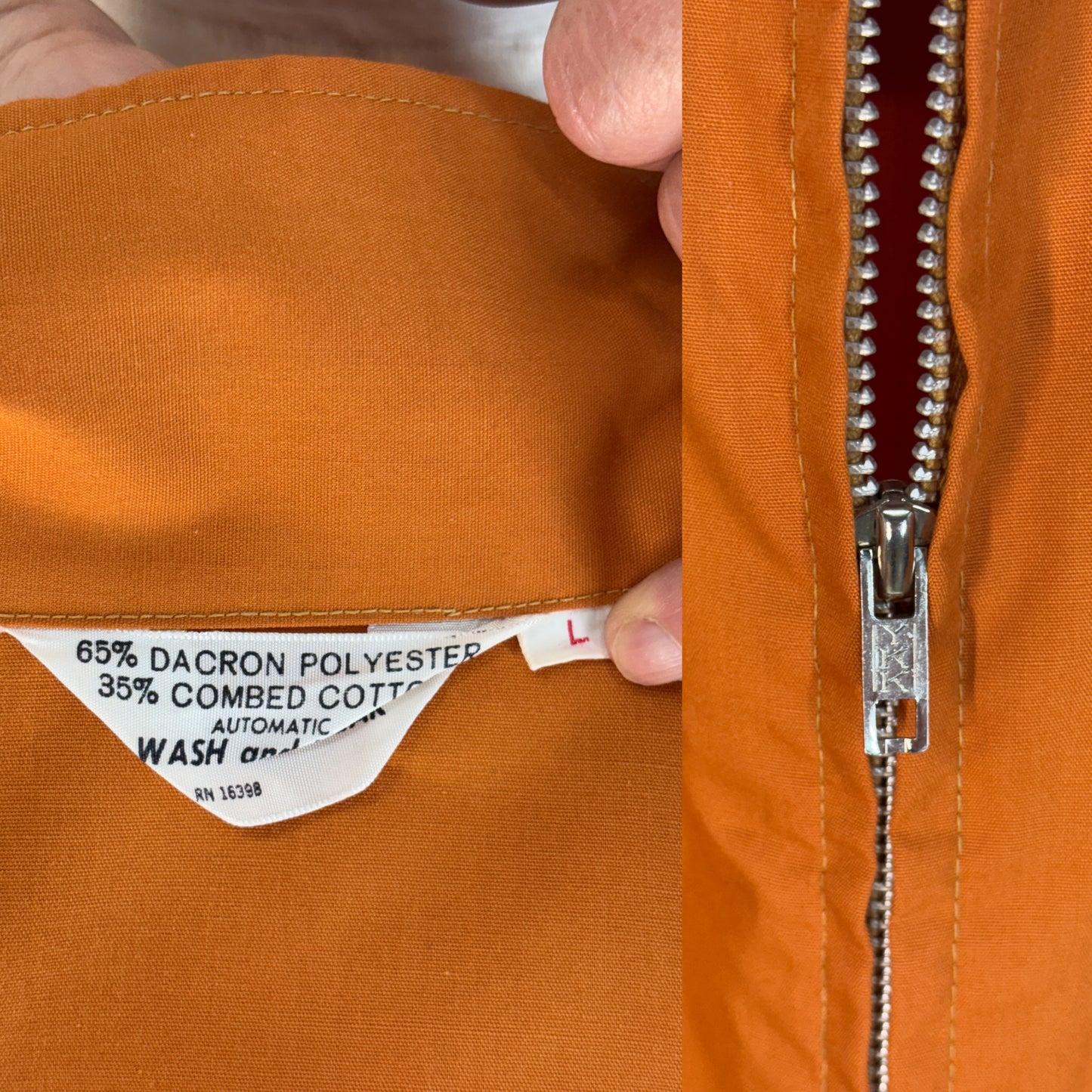 Size Large , 70s Vintage Lightweight Cotton-Blend Zip Jacket