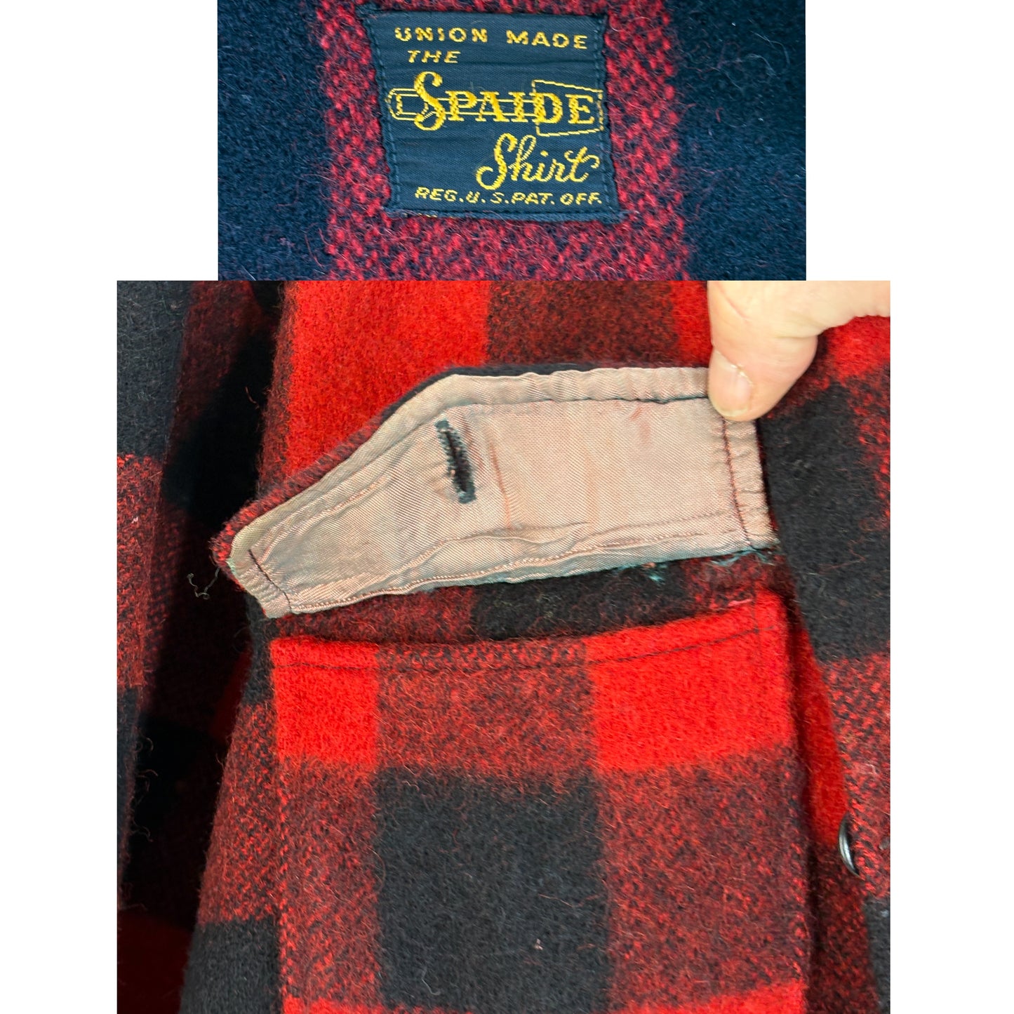 Size 40US / 50EU. Authentic 50s USA-Made Heavyweight Wool Plaid Shirt