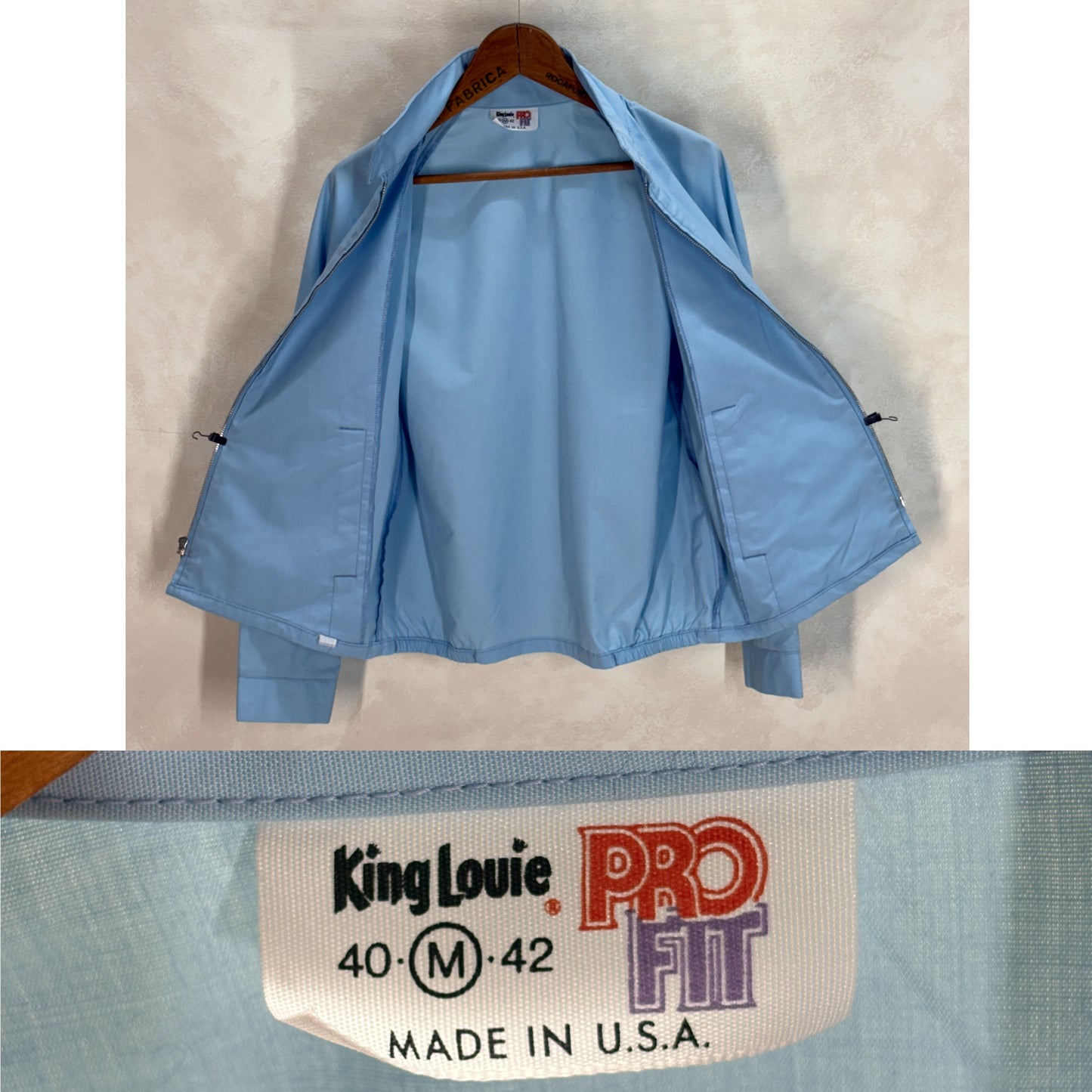 Size Med . 70s King Louie cotton zipper jacket Made in USA