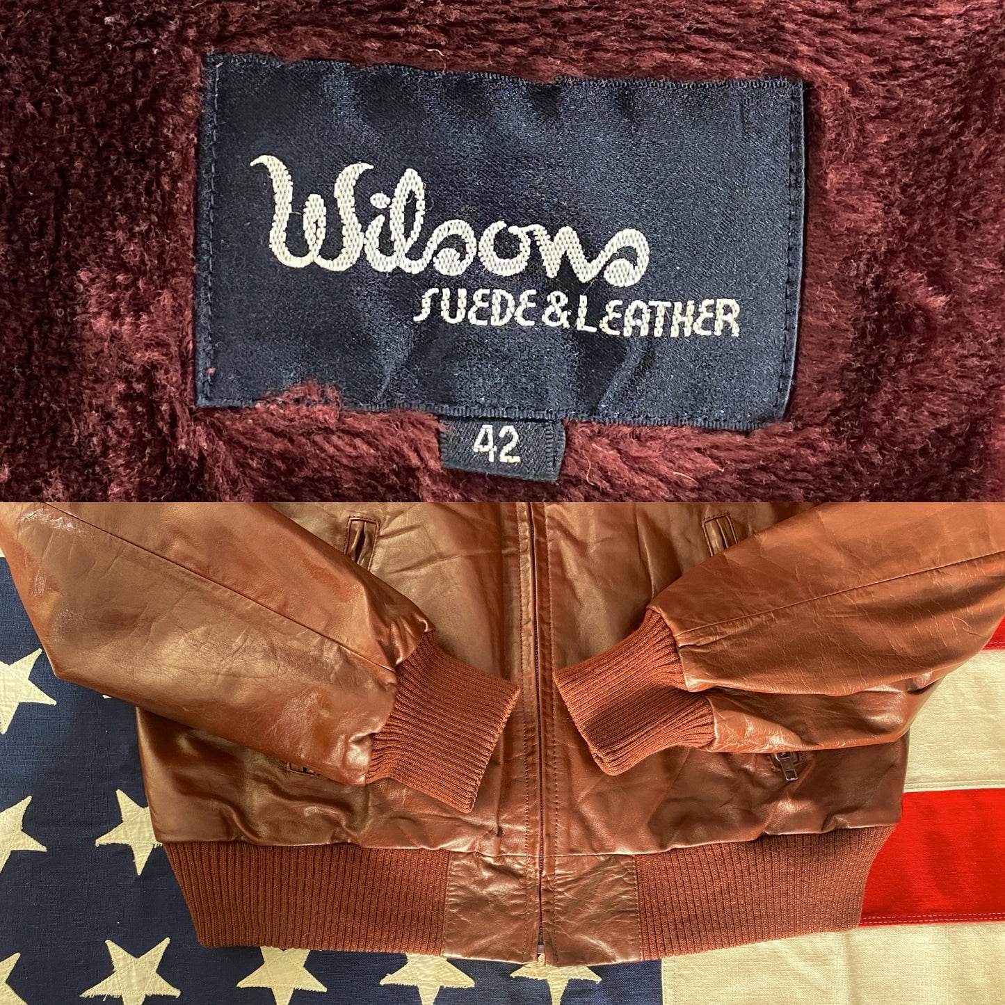 Size 42US / 52EU. Vintage leather jacket by Wilson