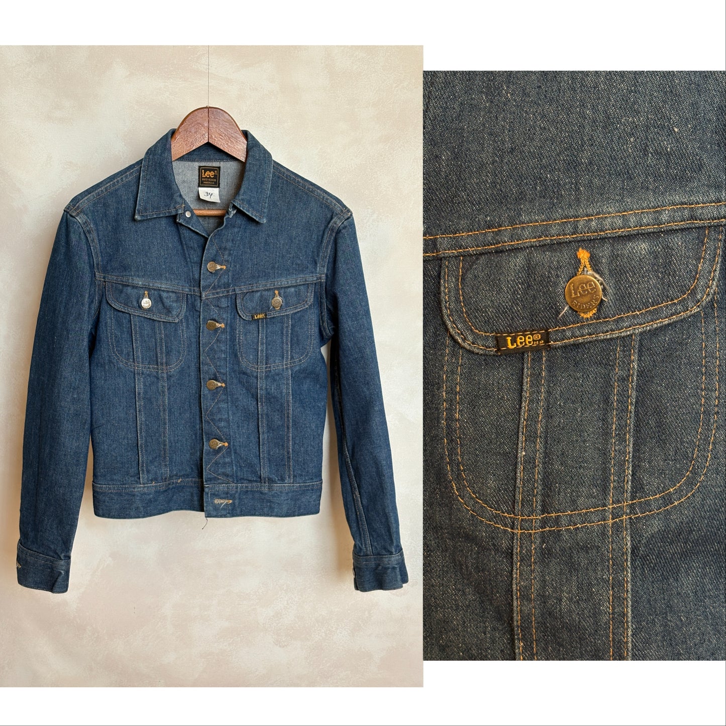 Size 36US / 46EU .Vintage 80s Lee Denim Jacket – 2 Pockets – Made in USA