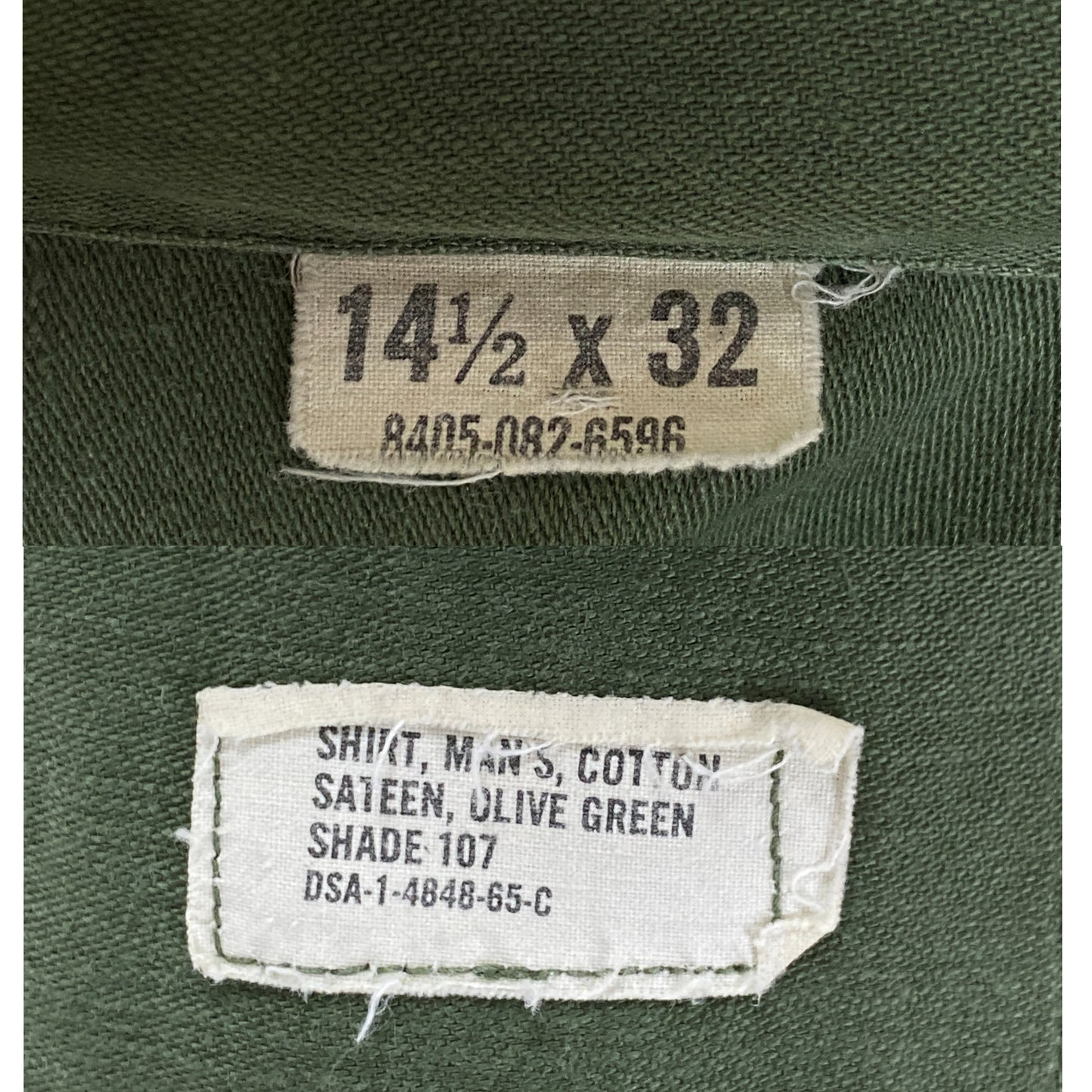 Size Small. Authentic US Army 1965 Vietnam era vintage OG-107 fatigue shirt