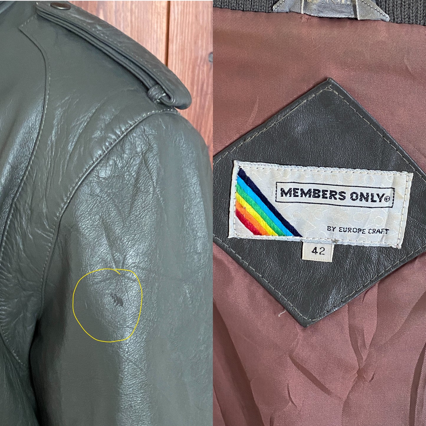 Vintage Grey Leather Members Only Jacket - Size 42 US / 52 EU