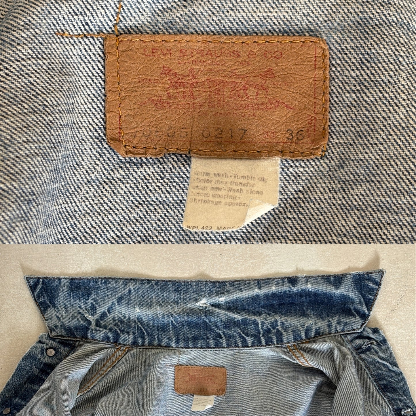 Size 36US / 46EU .Vintage 70s Levi’s Denim Jacket – 2 Pockets – Made in USA