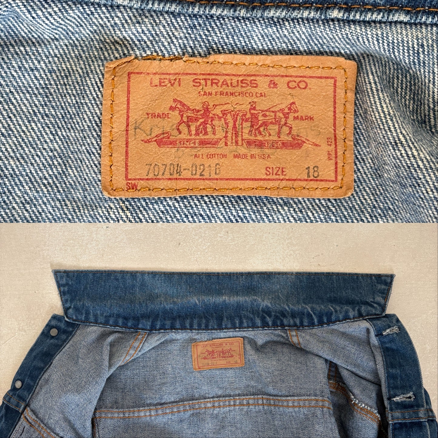 Size 34 . Vintage 80s Levi’s Denim Jacket – 2 Pockets – Made in USA