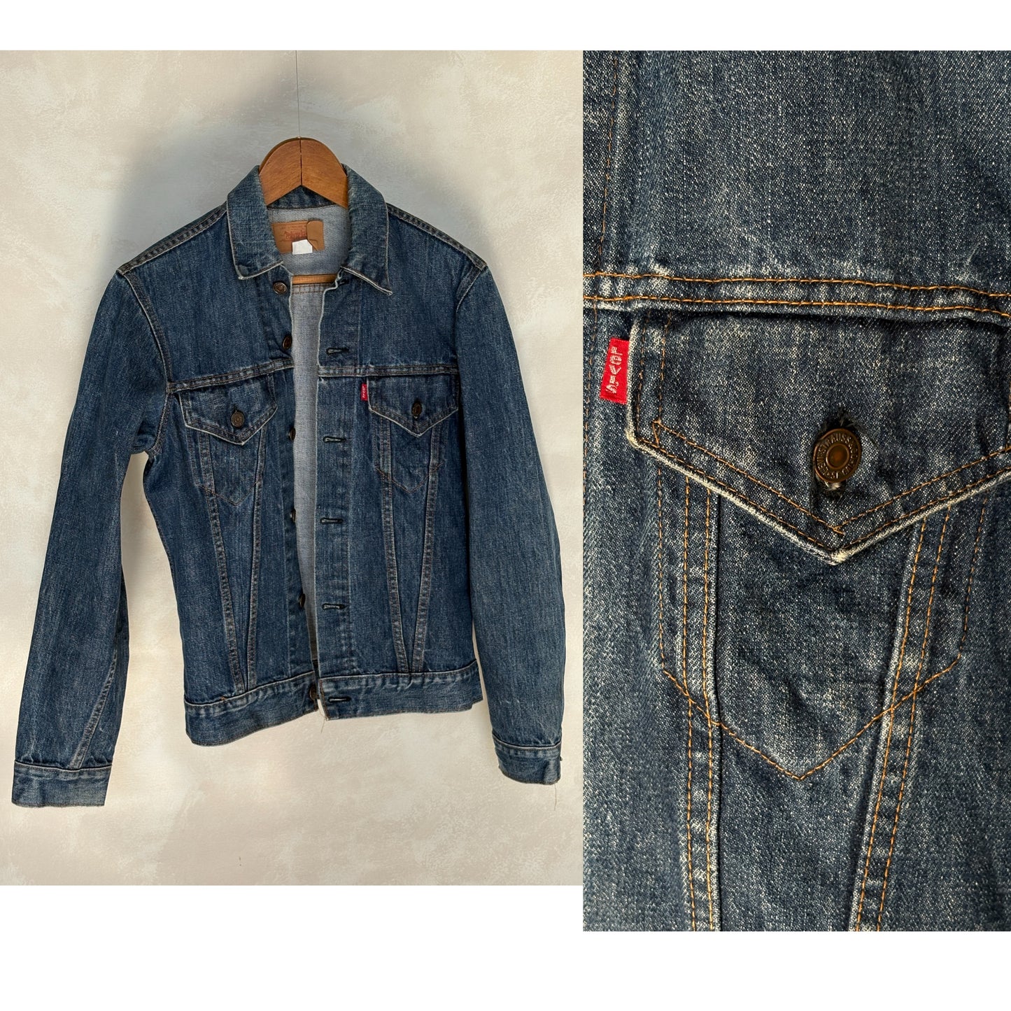 Size 38US / 48EU. Vintage Early 70s 2 pocket Levi’s Denim Jacket 70505 – Single Stitch, Made in USA