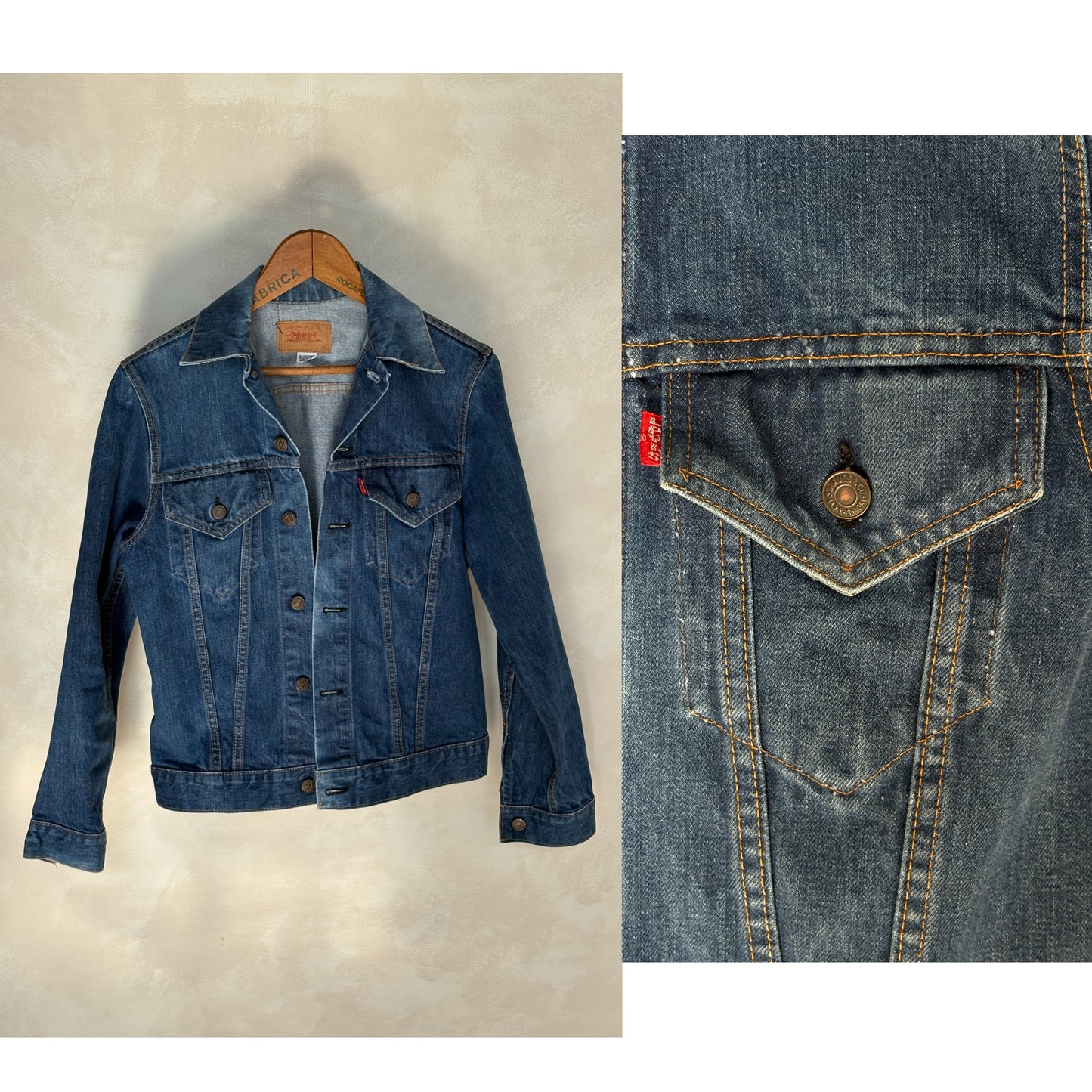 Size 38US / 48EU. Vintage Early 70s 2 pocket Levi’s Denim Jacket 70505 – Single Stitch, Made in USA