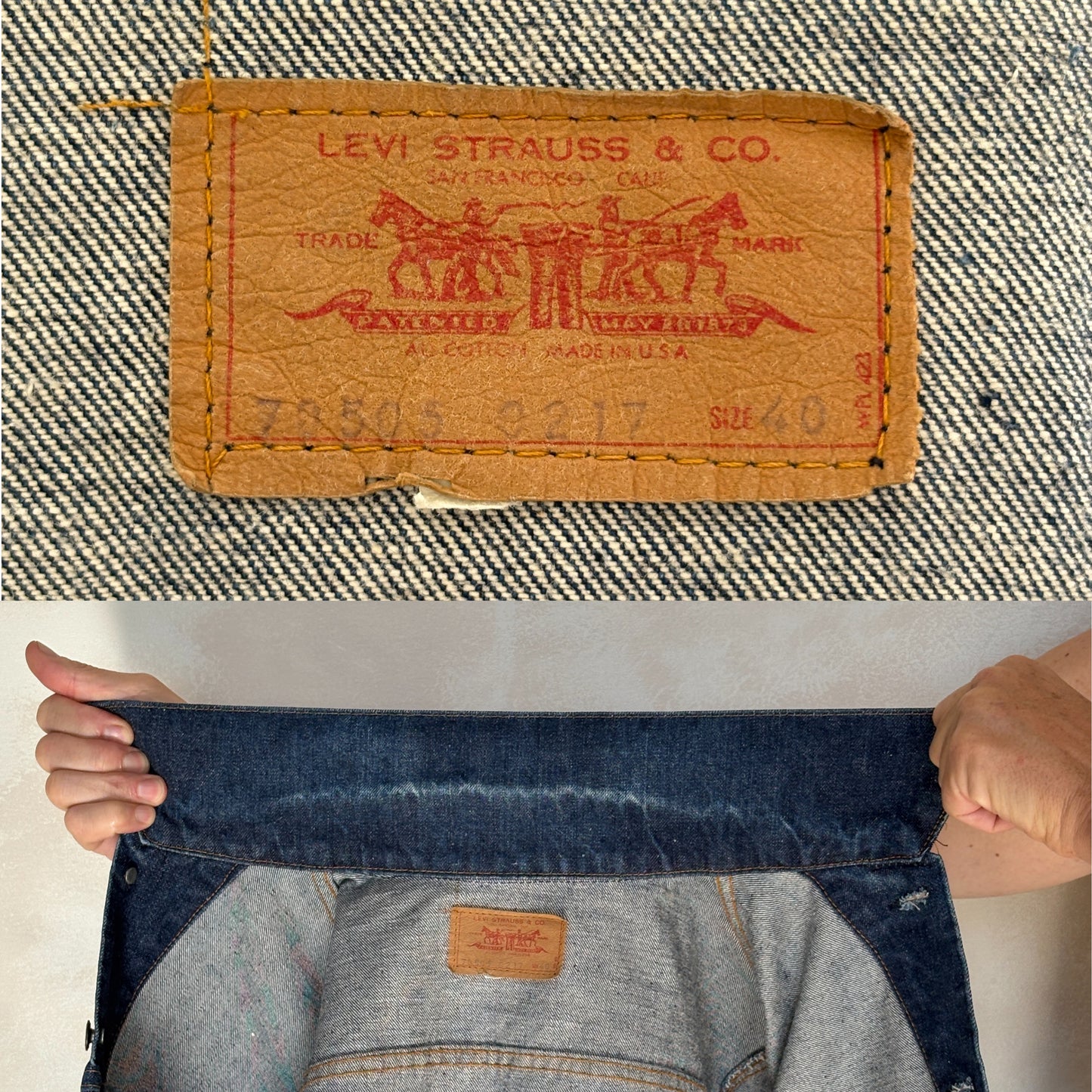 Size 40US / 50EU. Vintage 70s 2 pocket Levi’s Denim Jacket 70505 – Double Stitch, Made in USA