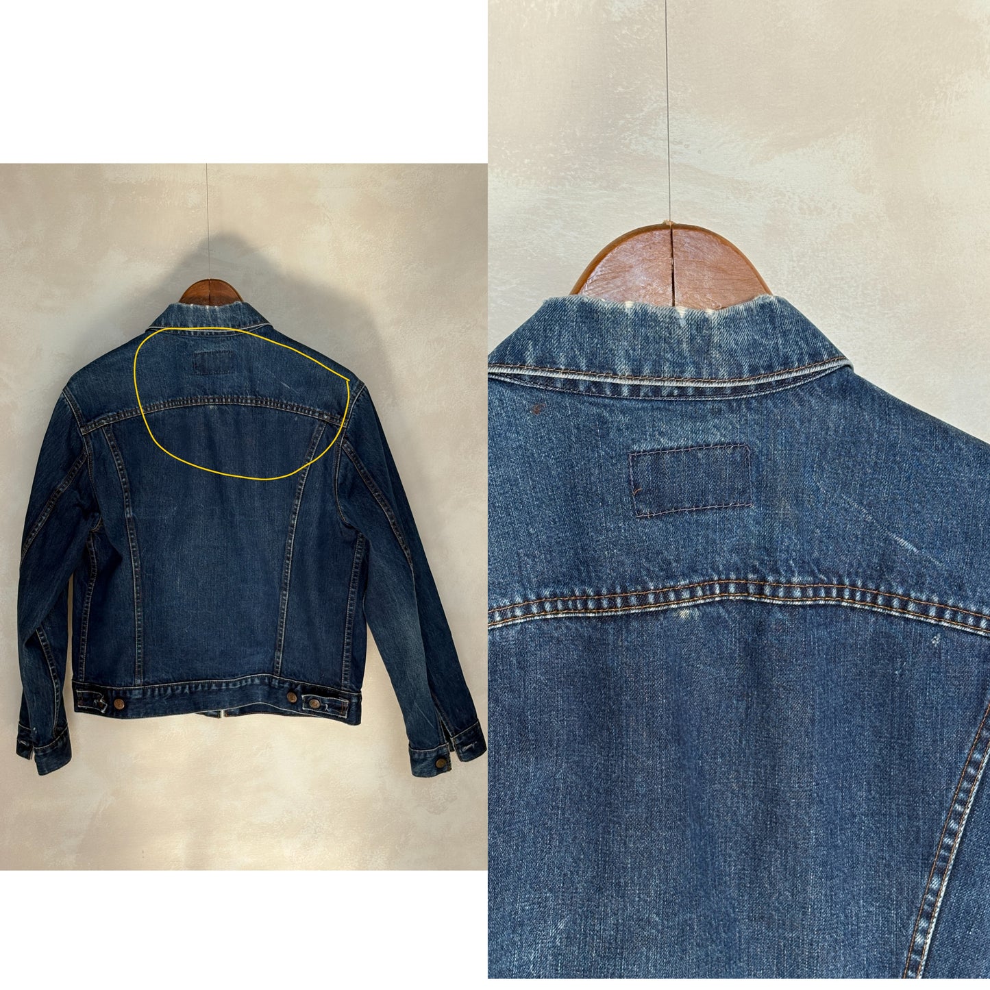 Size 40US / 50EU. Vintage Early 70s 2 pocket Levi’s Denim Jacket 70505 – Single Stitch, Made in MACAU