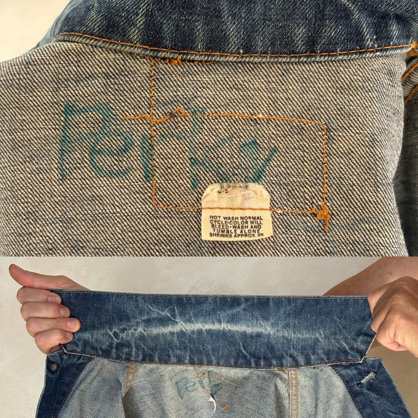 Size 38US / 48EU. Vintage Early 70s 2 pocket Levi’s Denim Jacket 70505 – Single Stitch, Made in USA
