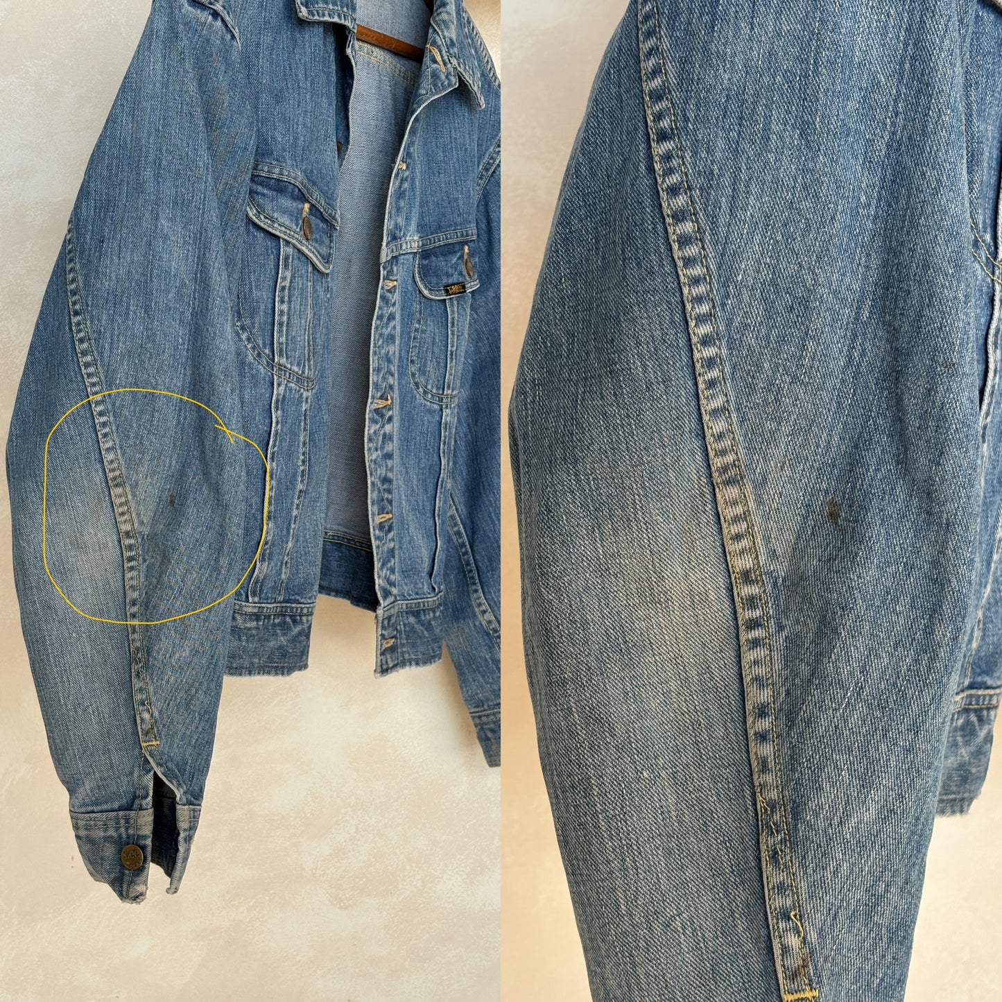 Size 46US / 56EU Vintage 70s Lee Union Made Denim Shirt – 2 Pockets – Made in USA