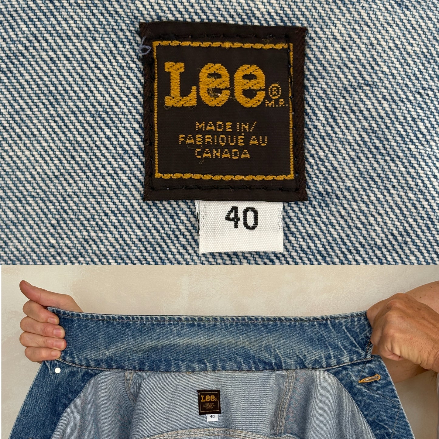 Size 40US / 50EU Vintage 80s Lee Denim Jacket – 2 Pockets – Made in Canada