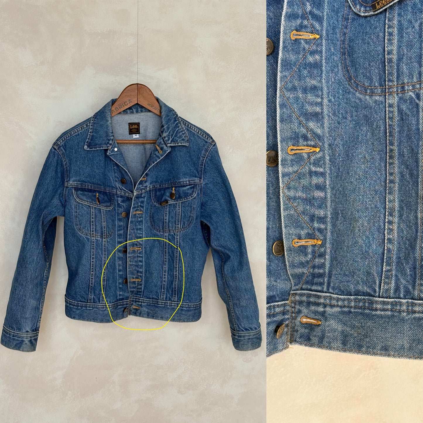 Size 40US / 50EU Vintage 80s Lee Denim Jacket – 2 Pockets – Made in Canada