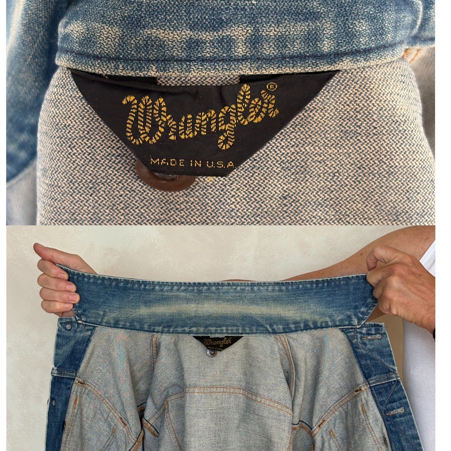 Size 42US / 52EU Authentic 80s Wrangler denim jacket -4 pockets- Made in the USA