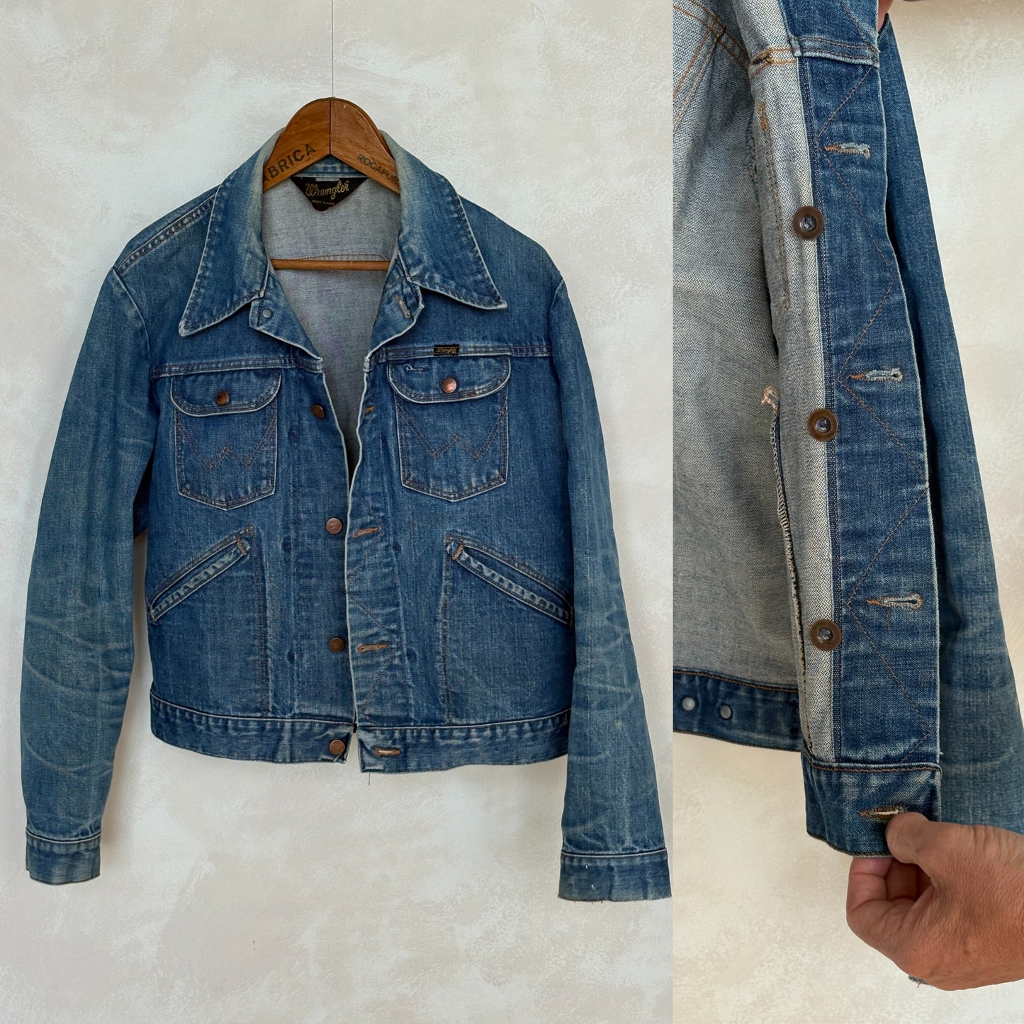 Size 42US / 52EU Authentic 80s Wrangler denim jacket -4 pockets- Made in the USA