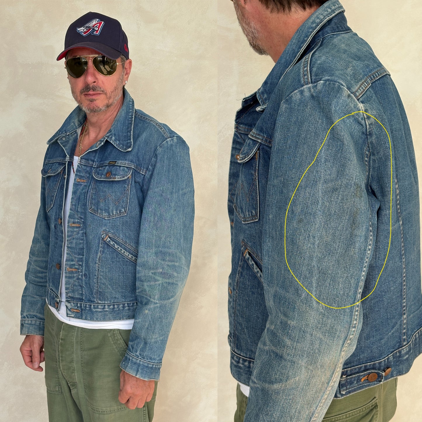 Size 42US / 52EU Authentic 80s Wrangler denim jacket -4 pockets- Made in the USA
