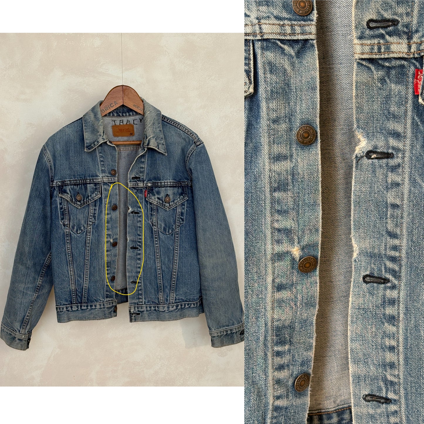 Size 38US / 48EU. Vintage 70s 2 pocket Levi’s Denim Jacket 70505 – Double Stitch, Made in USA