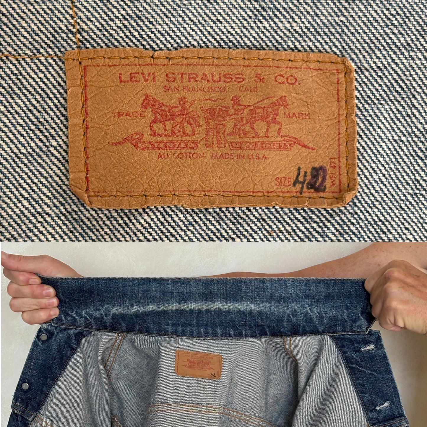 Size 40US / 50EU. Vintage Early 70s 2 pocket Levi’s Denim Jacket 70505 – Single Stitch, Made in USA