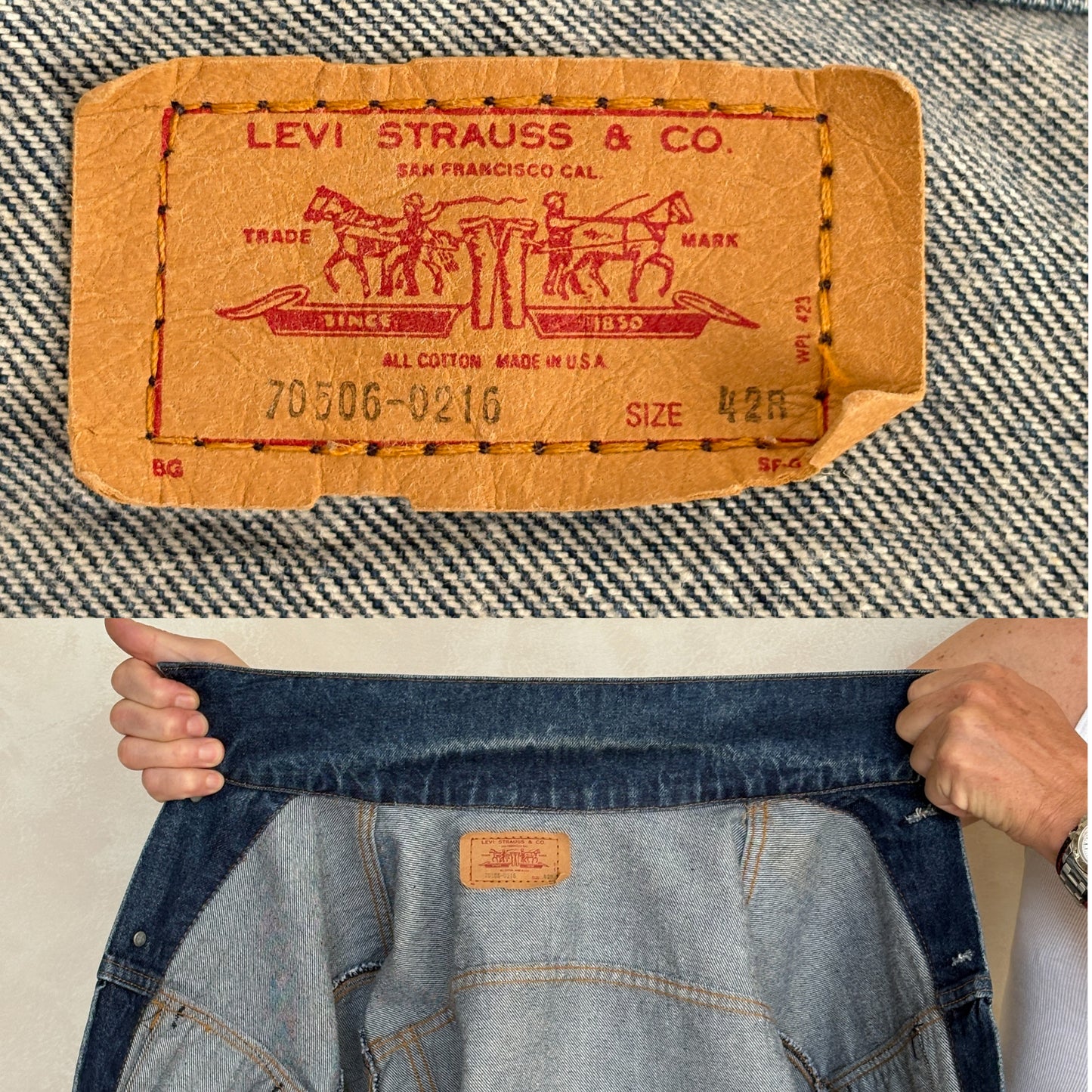 Size 42US / 52EU. Levis 70505 – Vintage 80s Levi’s Denim Jacket – 4 Pockets – Made in USA