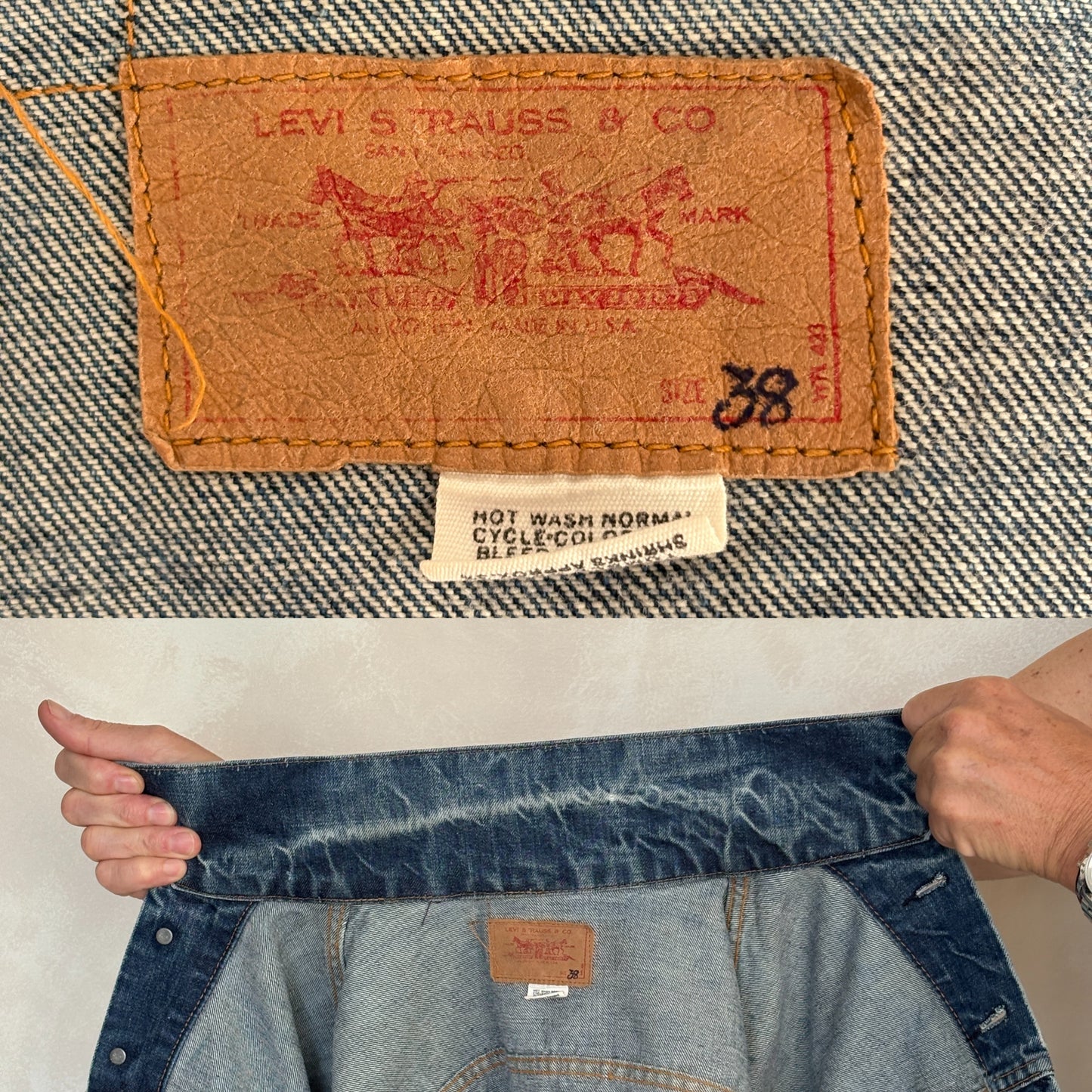 Size 38US / 48EU. Vintage Early 70s 2 pocket Levi’s Denim Jacket 70505 – Single Stitch, Made in USA