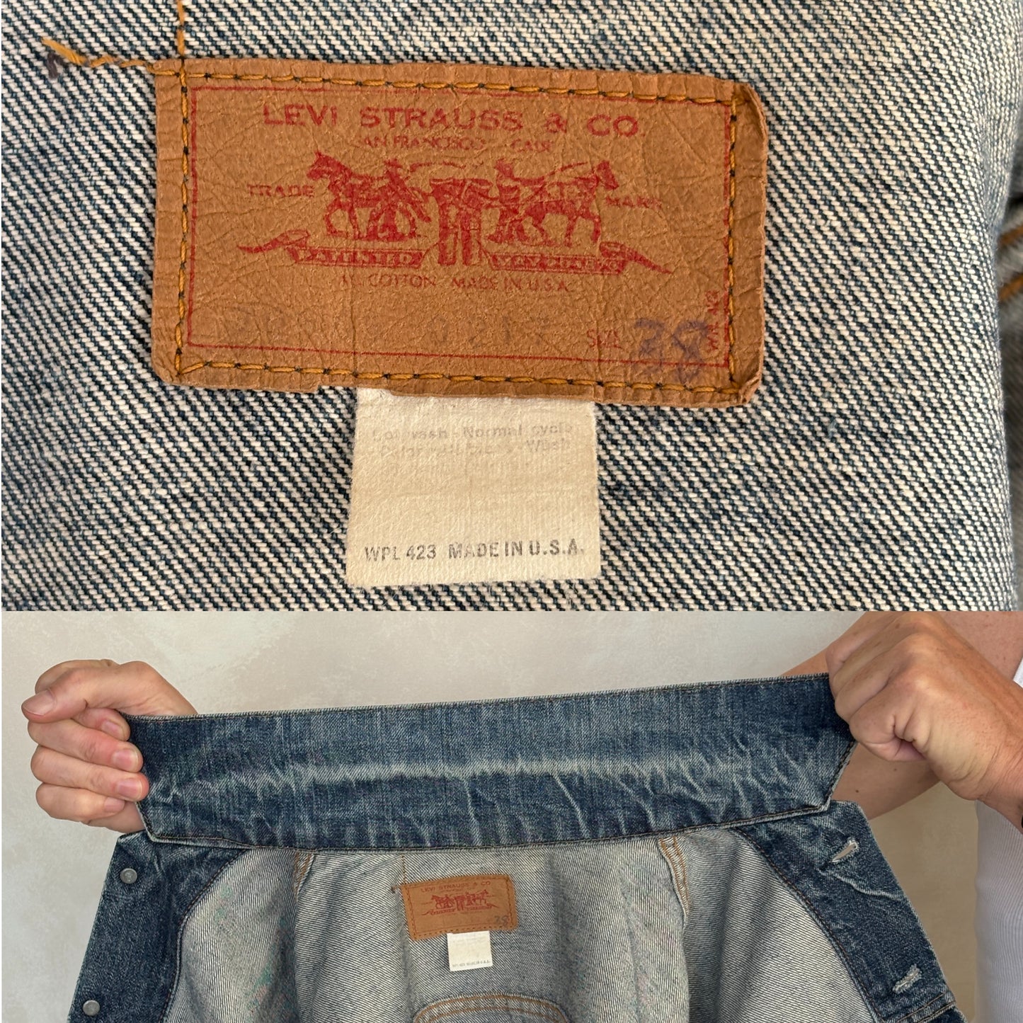 Size 38US / 48EU. Vintage Early 70s 2 pocket Levi’s Denim Jacket 70505 – Single Stitch, Made in USA