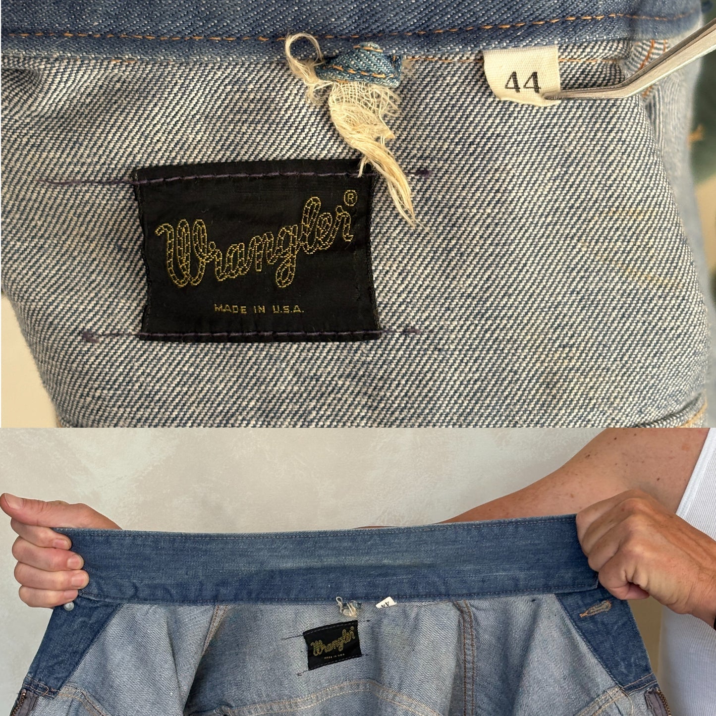 Size 44US / 54EU. Authentic Wrangler jacket – Made in the USA