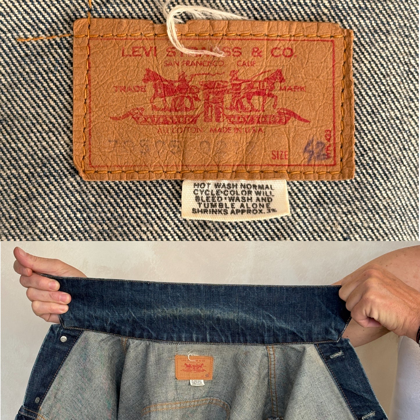 Size 42US / 42EU. Vintage Early 70s 2 pocket Levi’s Denim Jacket 70505 – Single Stitch, Made in USA