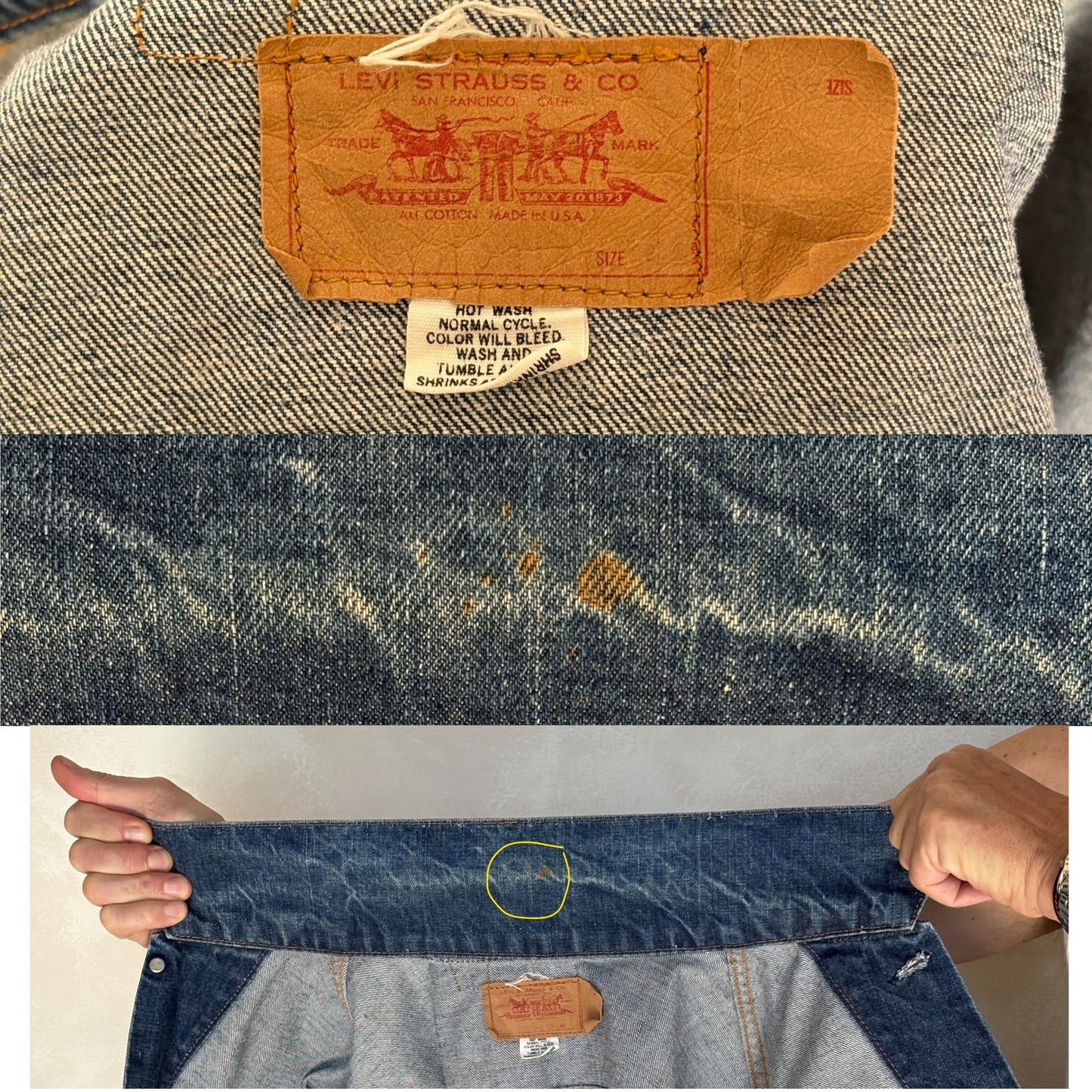 Size 46US / 56EU. Vintage Early 70s 2 pocket Levi’s Denim Jacket 70505 –Single Stitch, Made in USA
