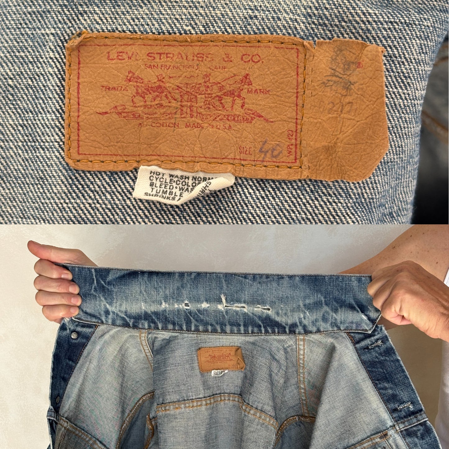 Size 40US / 50EU. Vintage Early 70s 2 pocket Levi’s Denim Jacket 70505 – Single Stitch, Made in USA