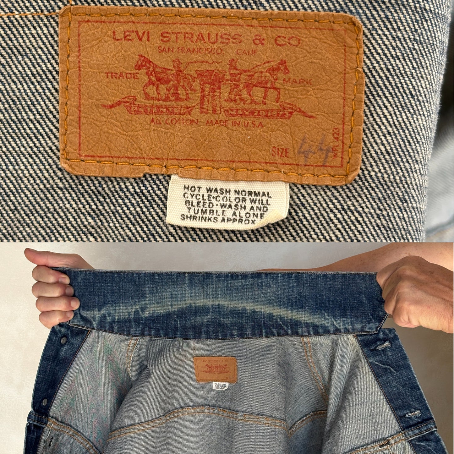 Size 44US / 54EU. Vintage Early 70s 2 pocket Levi’s Denim Jacket 70505 – Single Stitch, Made in USA