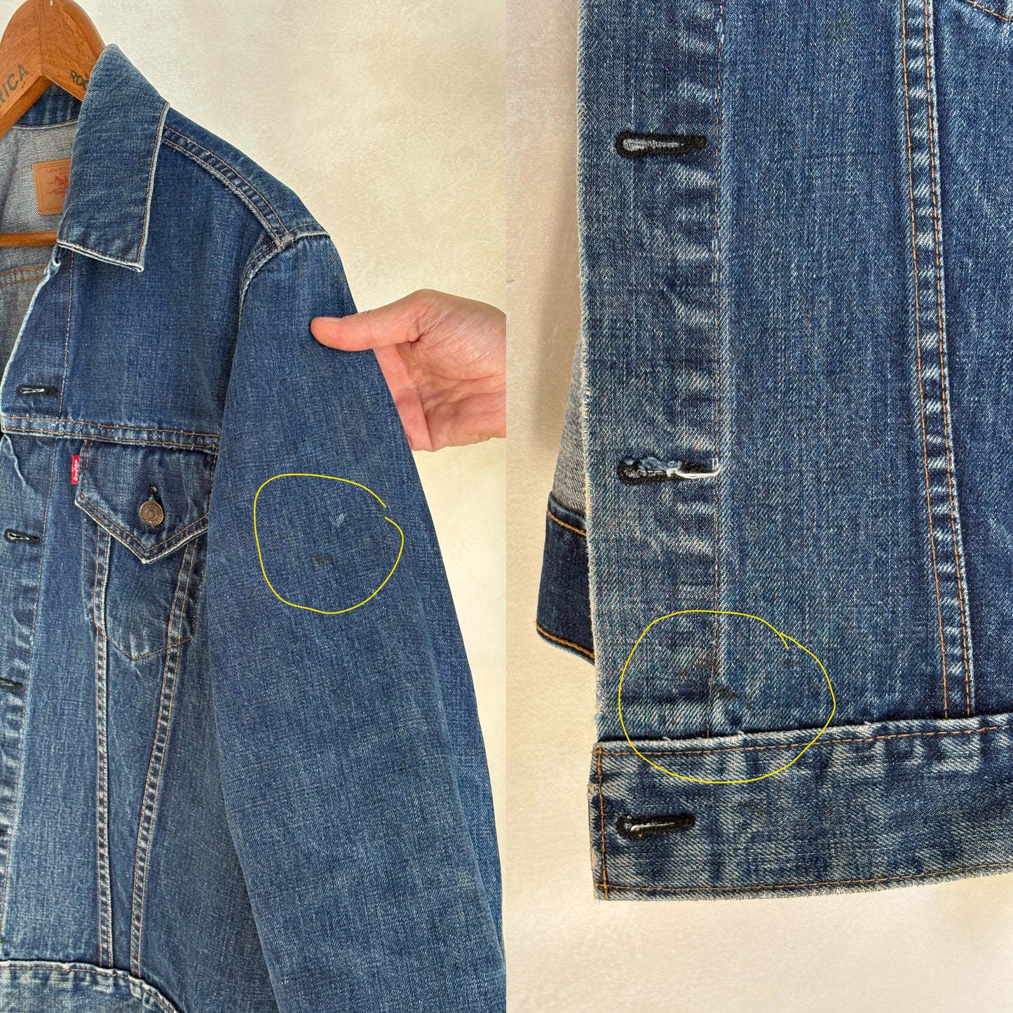 Size 44US / 54EU. Vintage Early 70s 2 pocket Levi’s Denim Jacket 70505 – Single Stitch, Made in USA