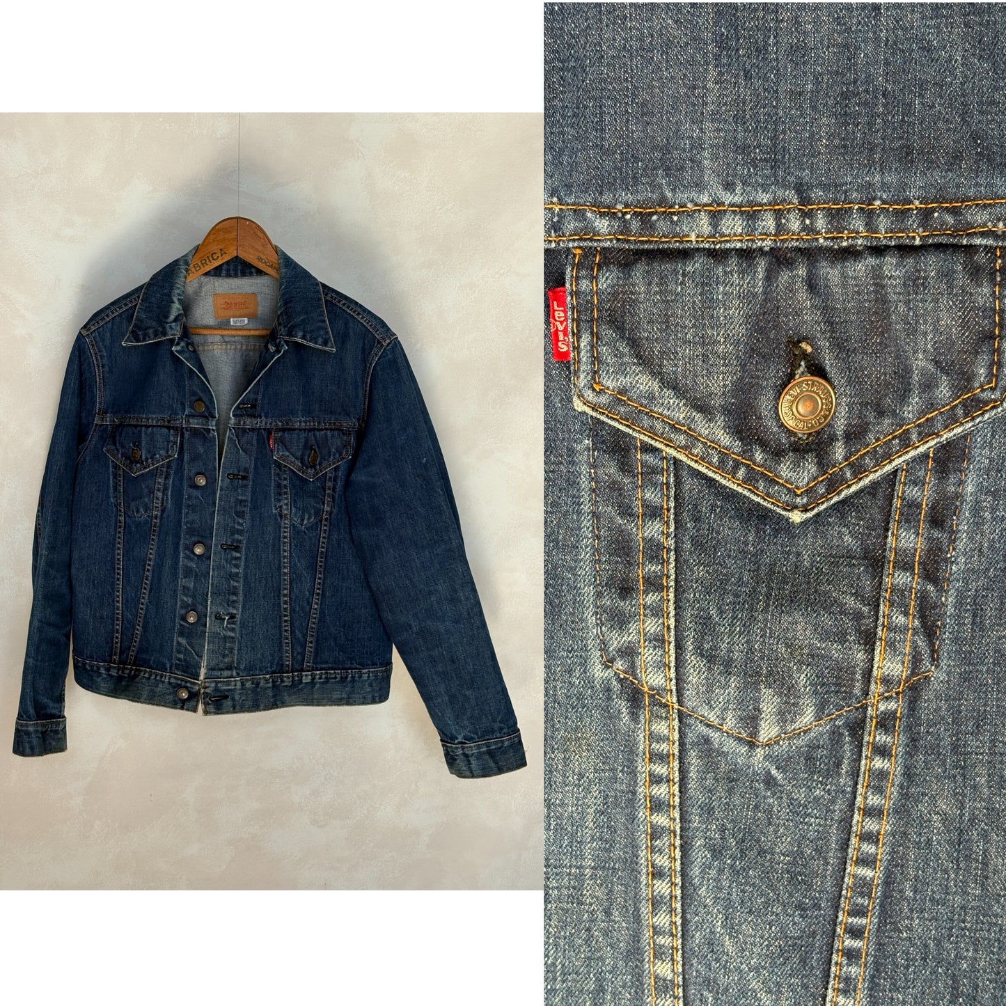 Size 44US / 54EU. Vintage Early 70s 2 pocket Levi’s Denim Jacket 70505 – Single Stitch, Made in USA