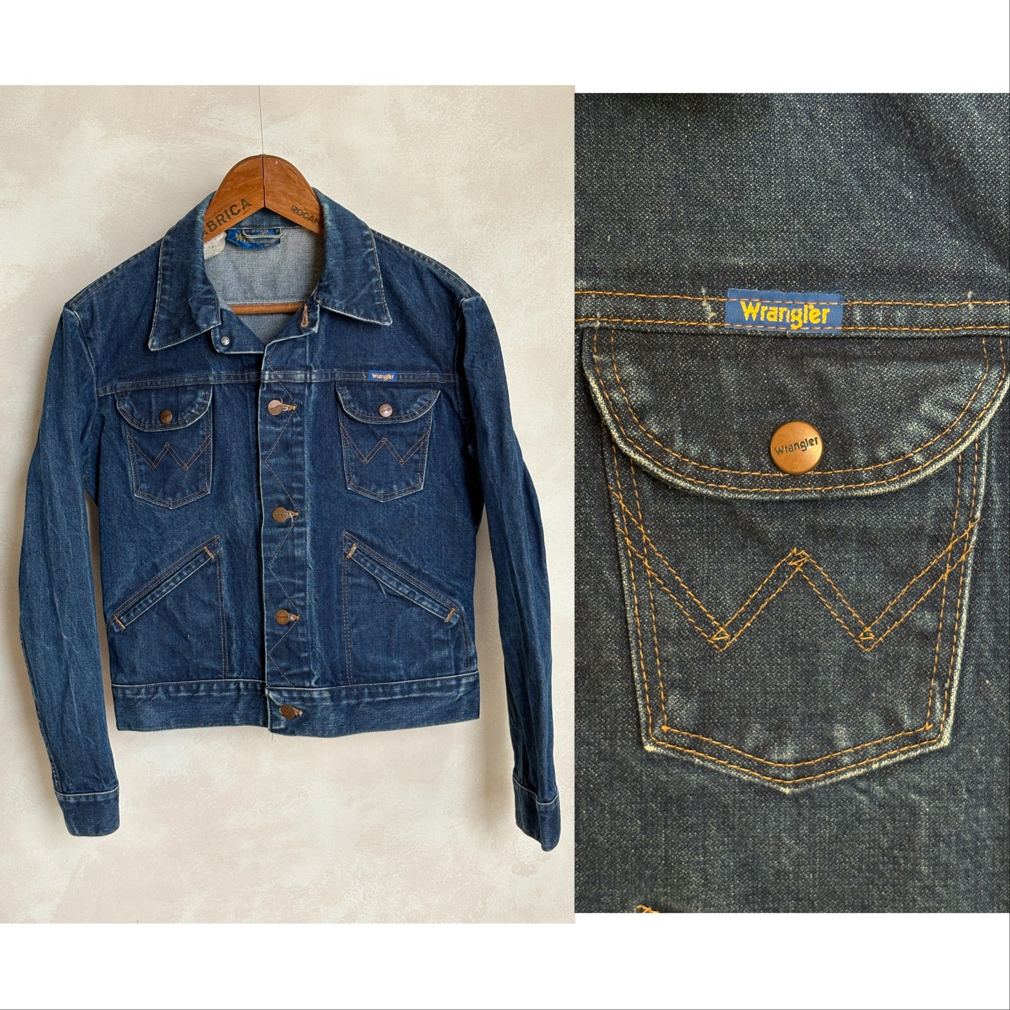 Size 38US . Vintage 90s Wrangler Denim Jacket – 4 Pockets – Made in Malta