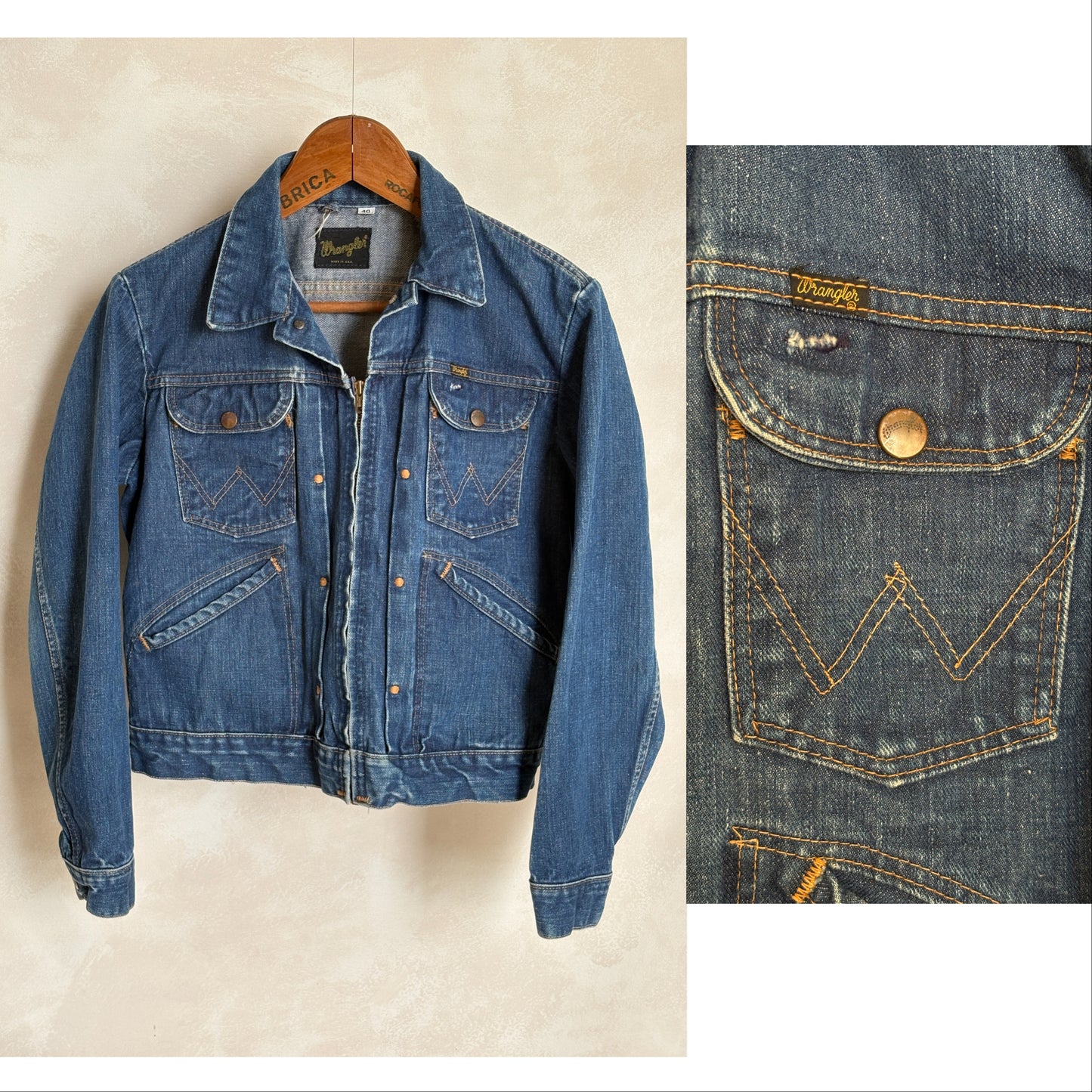 Size 40US . Authentic early 60s 24 MJZ Wrangler jacket – Made in the USA