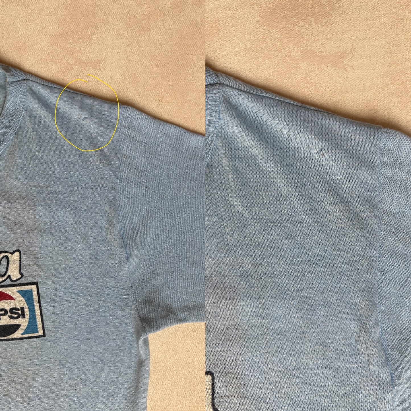 Small. 80s distressed vintage Pepsi-Cola t shirt