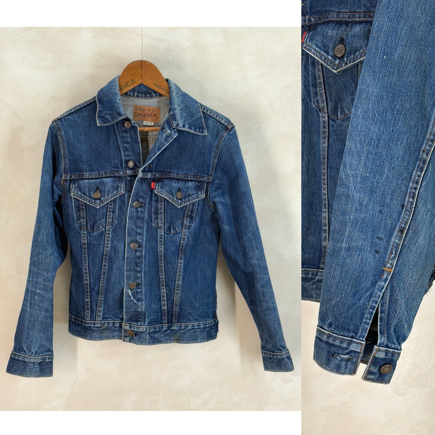 Size 36US / 46EU. Original 70s Levi’s Vintage Denim Jacket – 2 Front Pockets Made in USA