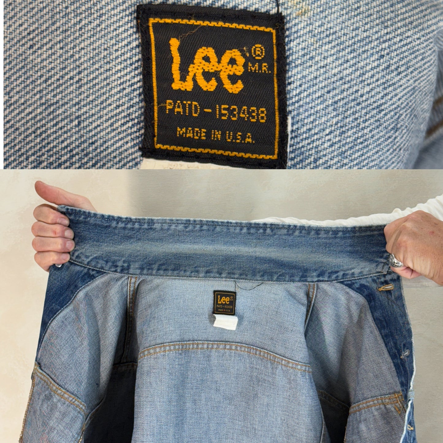 Size 42-44US / 52-54EU. Authentic 1970s Lee Denim Jacket – Made in USA – Two Chest Pockets