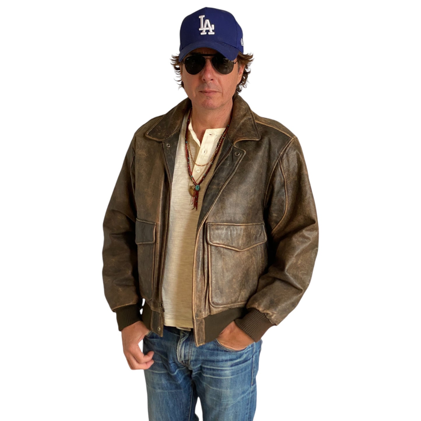 Size 42US Reg (52EU). Vintage leather bomber Flight Jacket Aviator