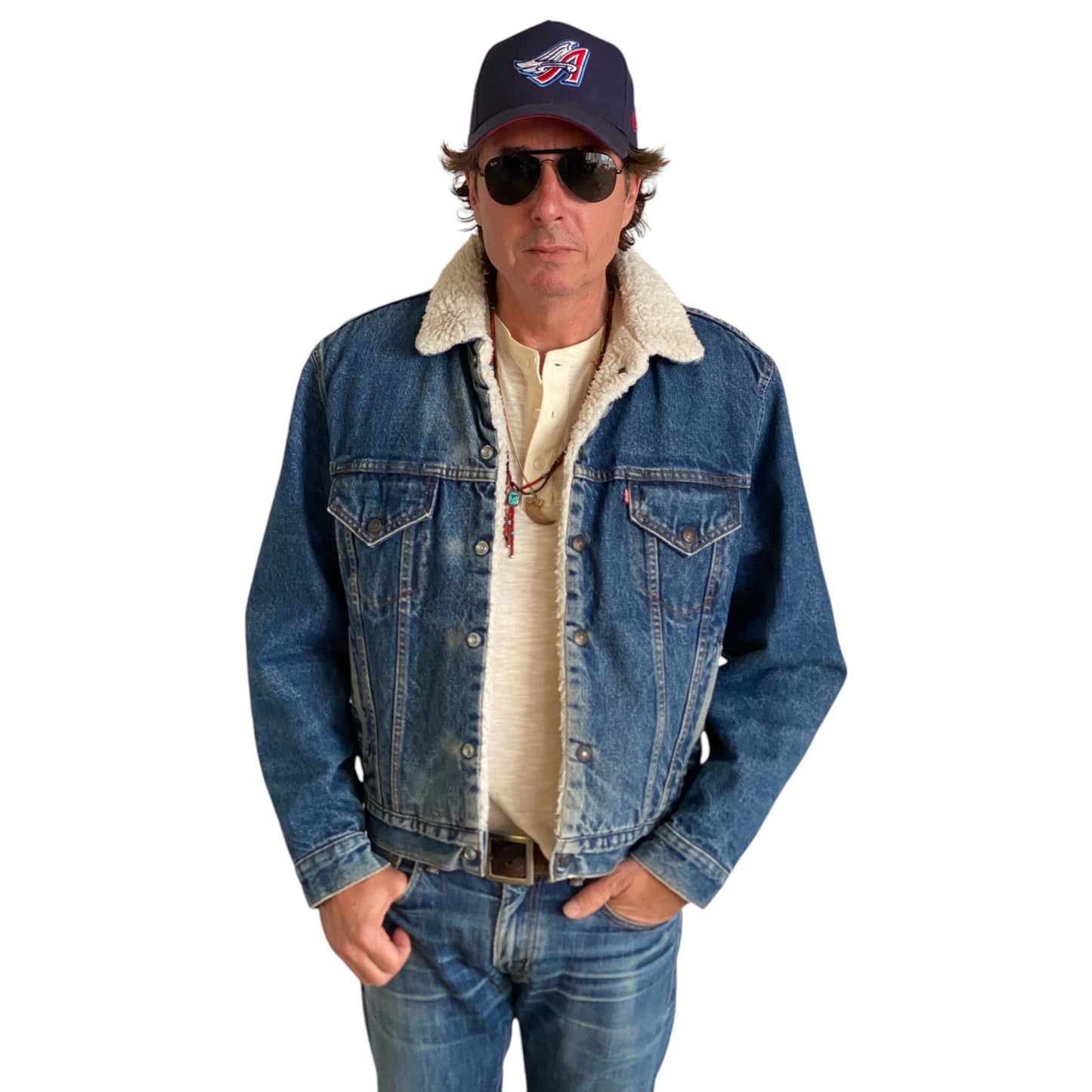 Vintage LEVIS Faux Sherpa Fleece Jacket - Size 44 Reg USA | Authentic American Style