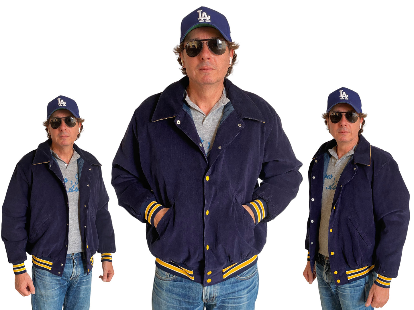 Large. Navy blue Vintage Birdie Corduroy jacket Made in USA