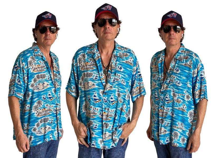 Size XL. Vintage 90s Rayon Hawaiian shirt by Pineapple Connection - USA Vintage Bcn