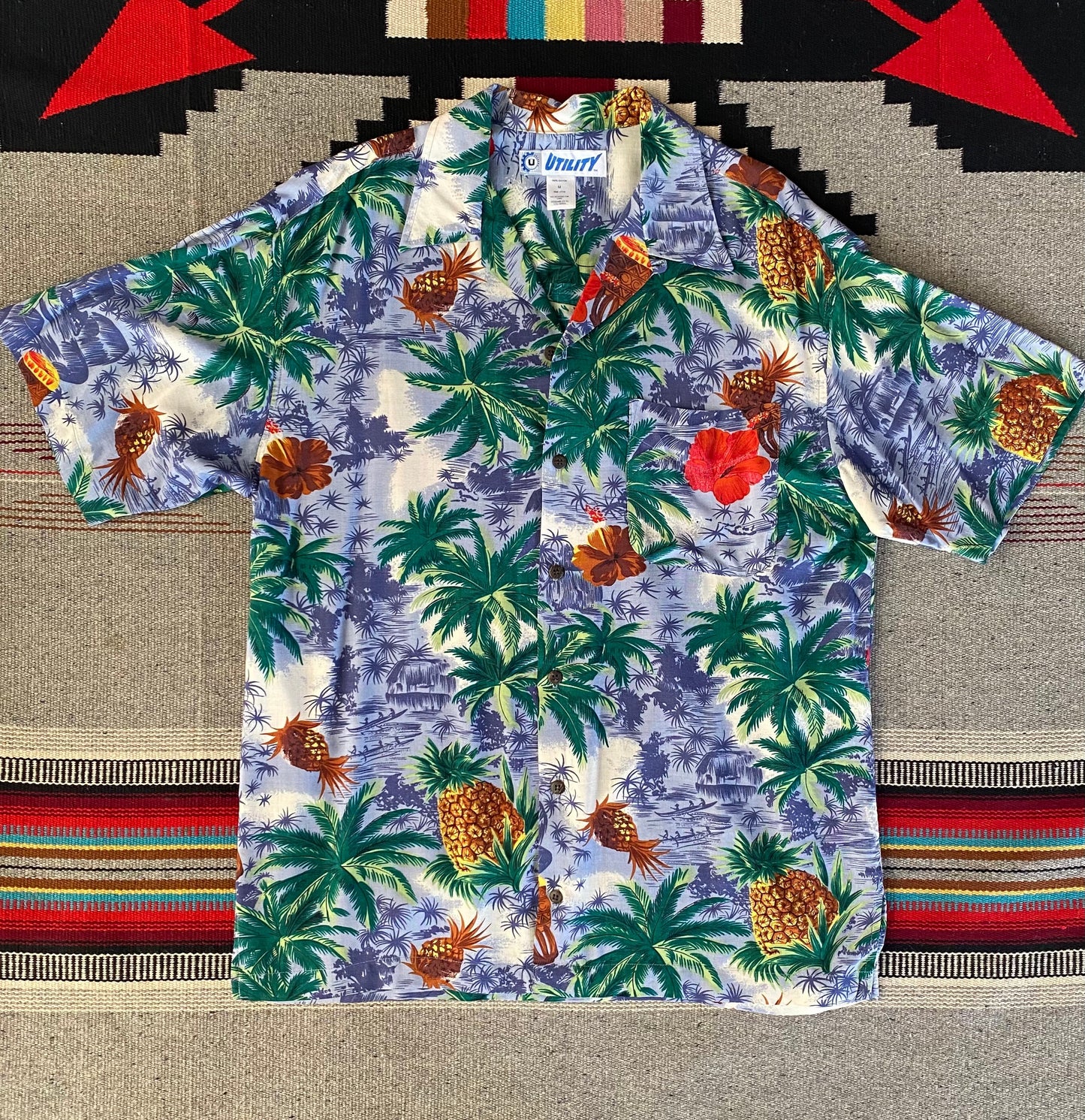Vintage 90s Hawaiian Rayon Shirt by Utility | Size Medium