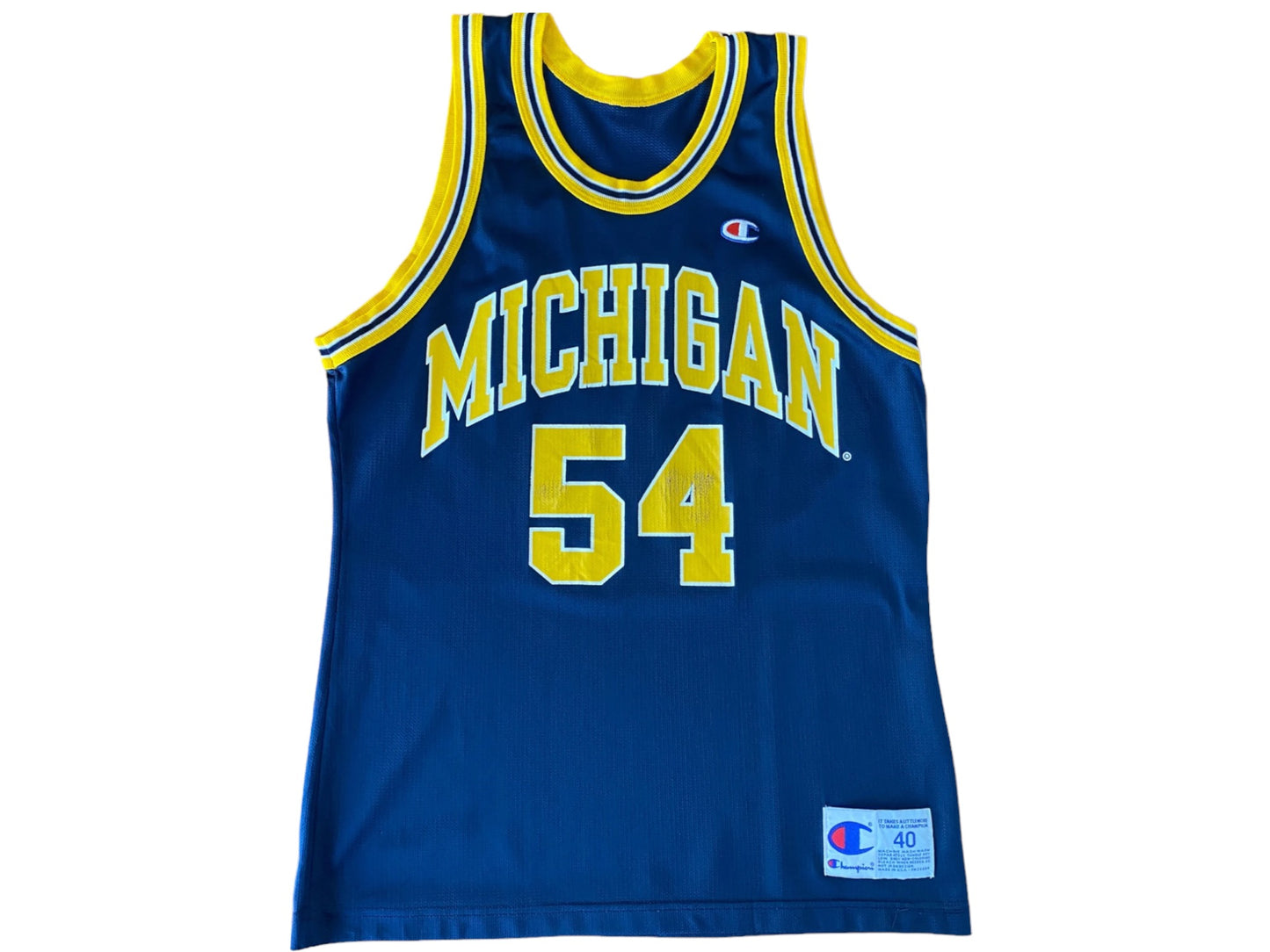 Authentic 90s Vintage NBA Jersey - #54 Michigan Wolverines - Size 40, Made in USA by Champion